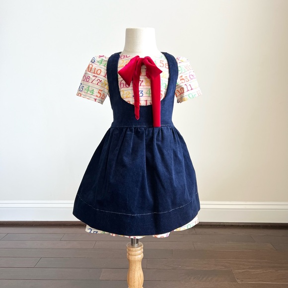 Vintage Handmade 3-Piece Alphabet ABC Pinafore School Girl Dress Size 4/5 - Picture 3 of 13